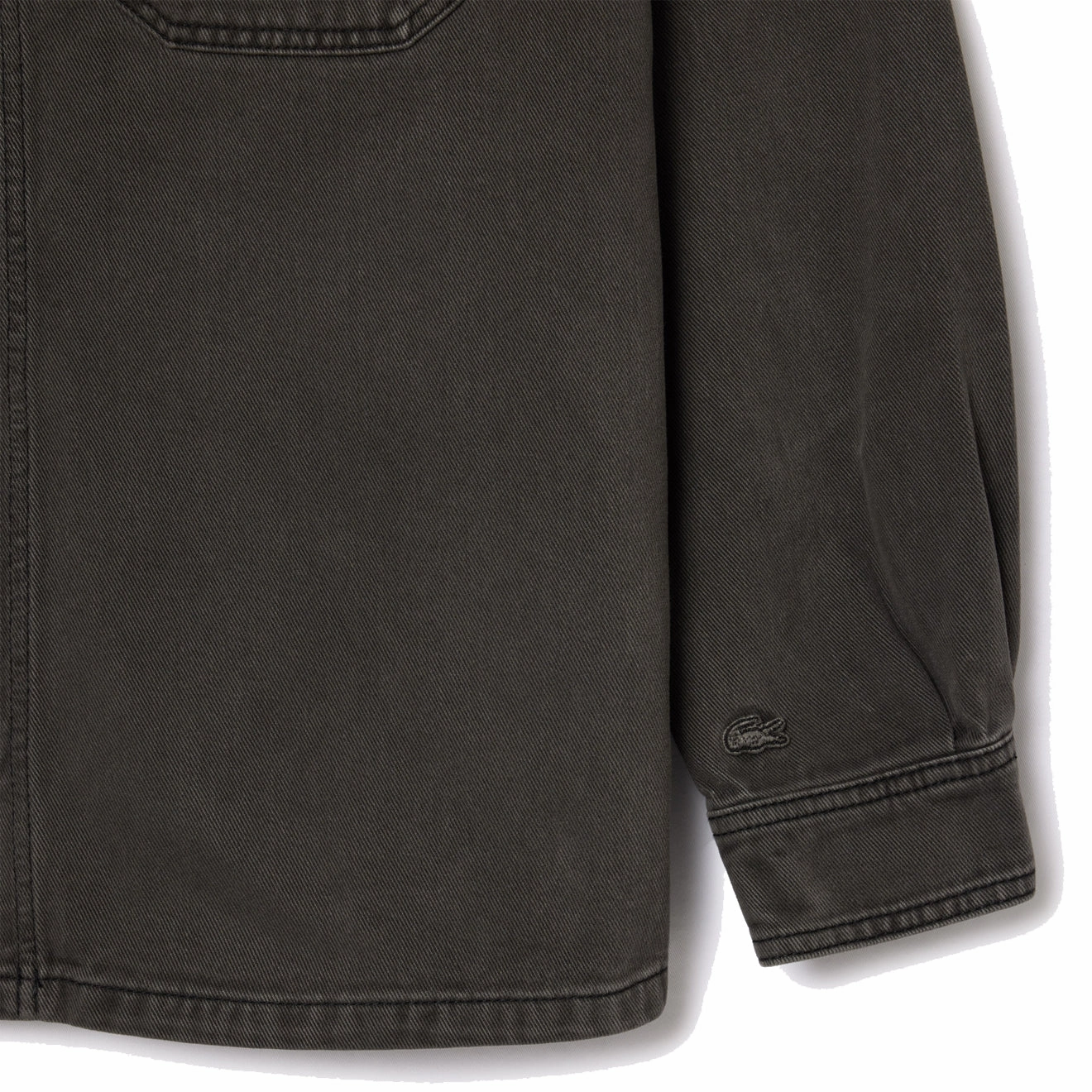 Grab Save Today Lacoste Coloured Denim Classic Collar Overshirt  Eco Noir