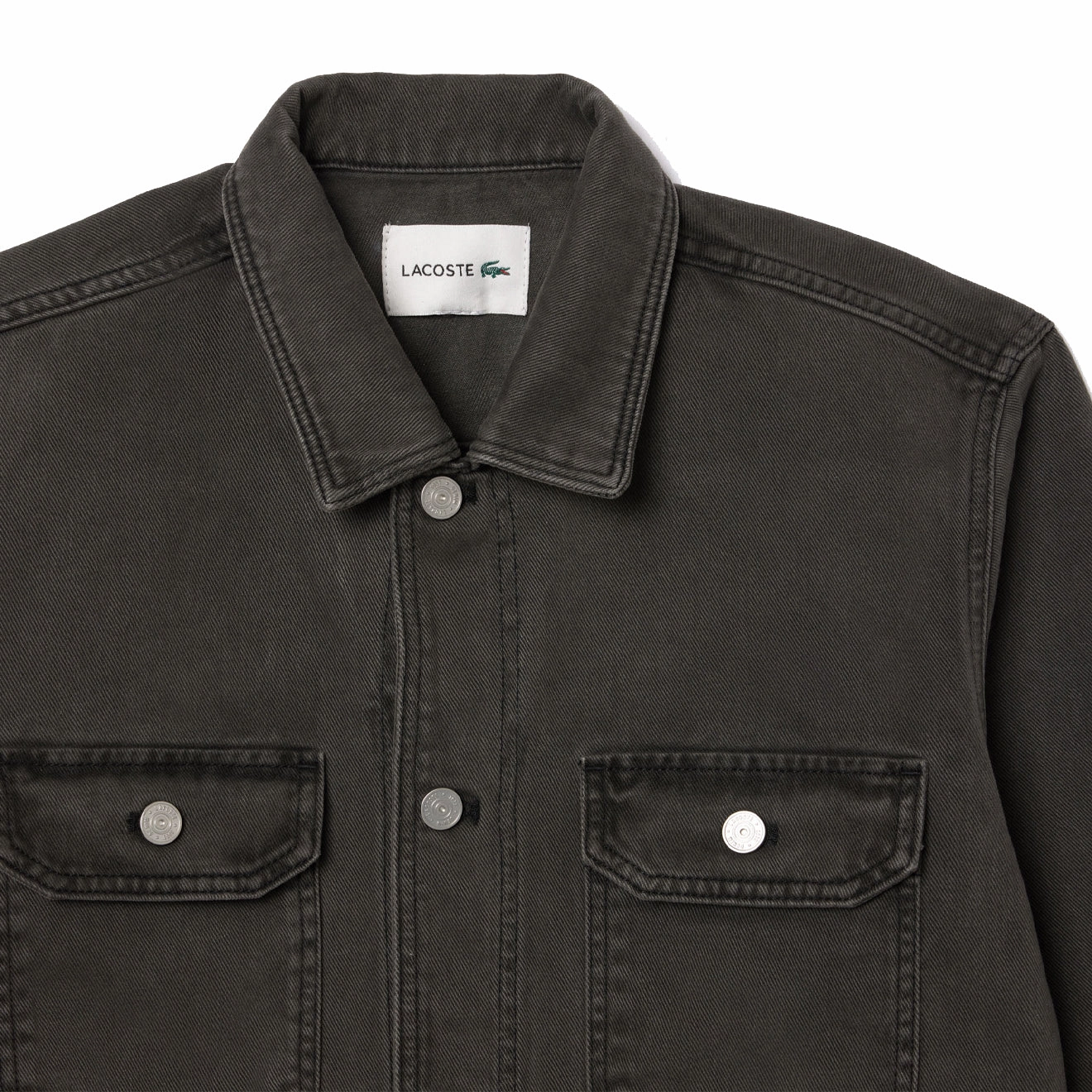 Save Today Only Shop Now Save Lacoste Coloured Denim Classic Collar Overshirt  Eco Noir