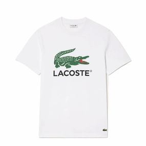 Daily Hot Deal Lacoste Cotton Jersey Signature Print T-Shirt White