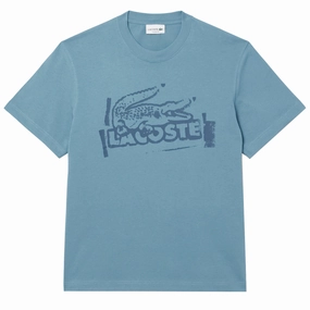 Special Surprise Sale Lacoste Crocodile Graffiti S/S Tee Blue