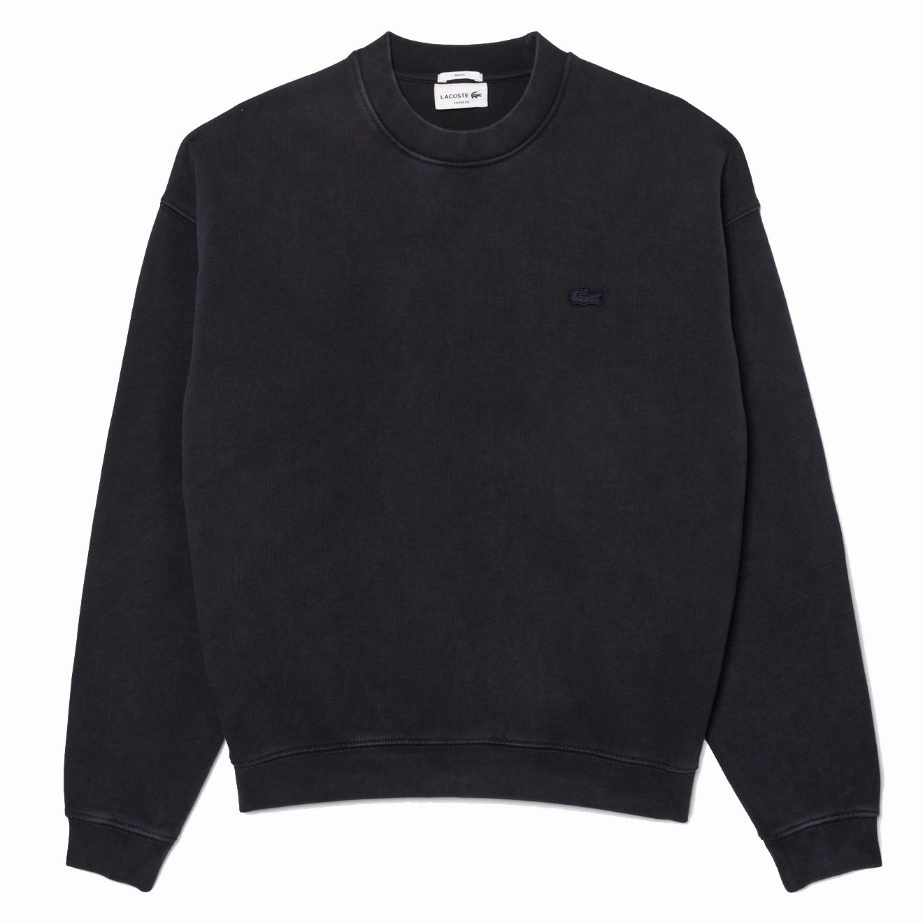 Limited Time Offer Lacoste Loose Fit Washed Effect Fleece Sweatshirt Black