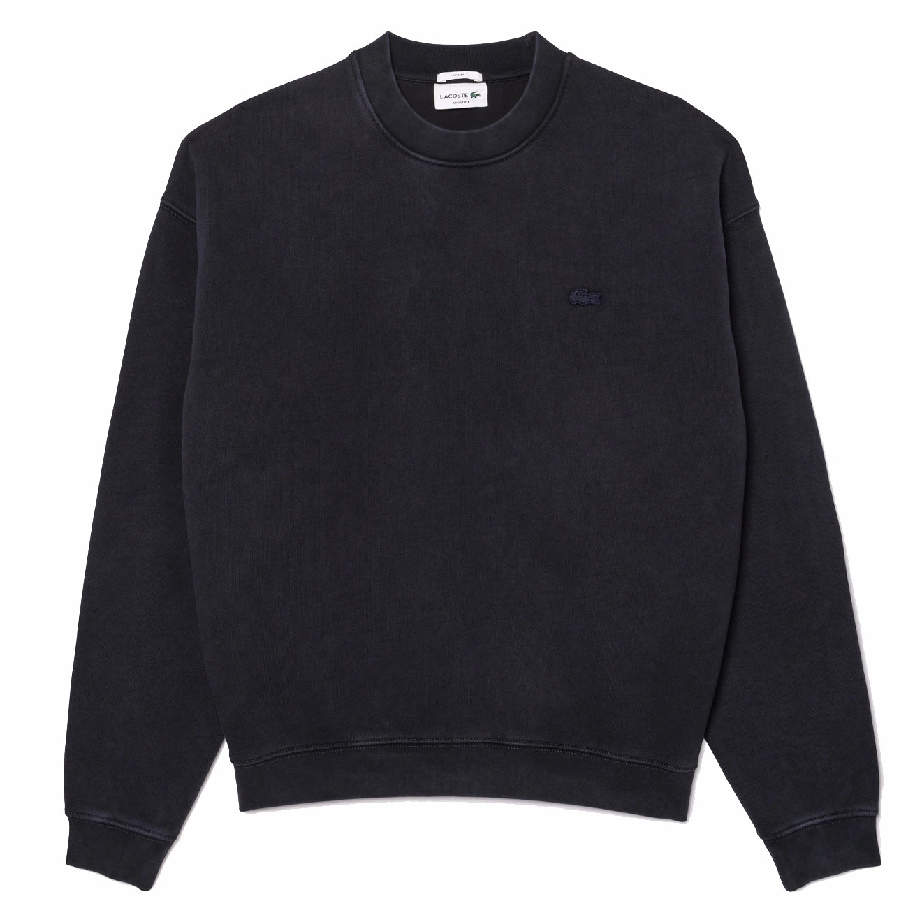 Lacoste Loose Fit Washed Effect Fleece Sweatshirt Black Shop the Savings