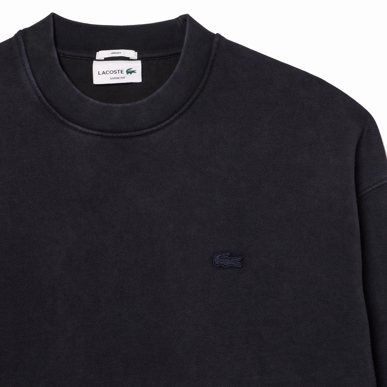 Lacoste Loose Fit Washed Effect Fleece Sweatshirt Black Big Savings Alert Dont Miss This Offer