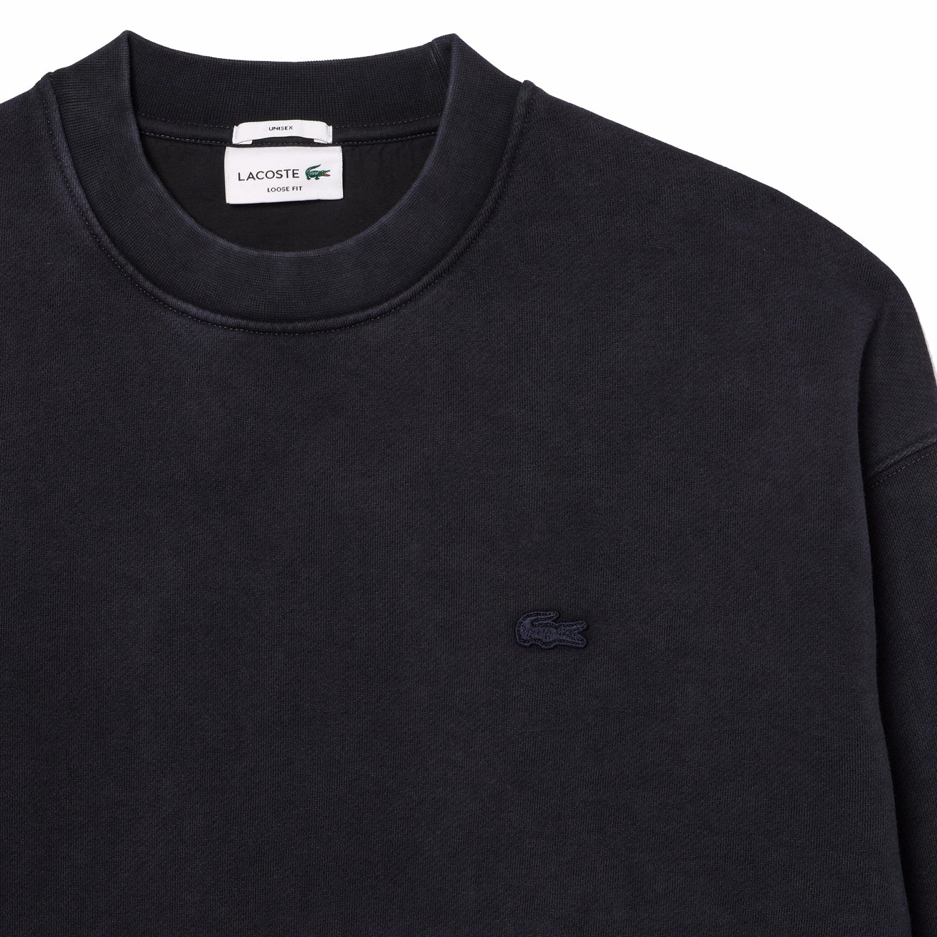 Lacoste Loose Fit Washed Effect Fleece Sweatshirt Black Big Savings Event Daily Hot Deal