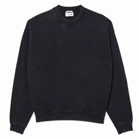 Lacoste Loose Fit Washed Effect Fleece Sweatshirt Black Shop the Savings