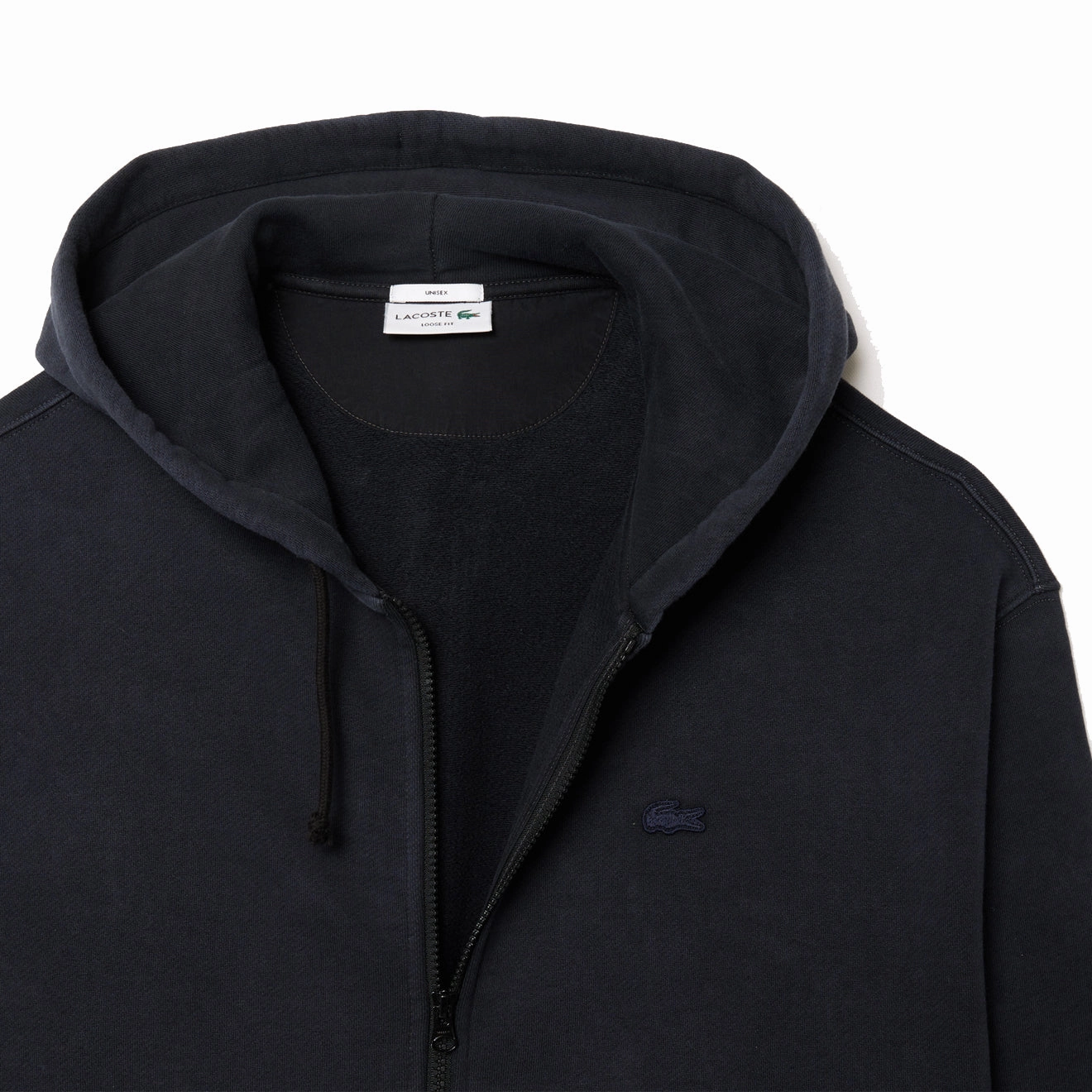 Trending Now Offer Weekend Specials Lacoste Loose Fit Washed Effect Hoodie Black