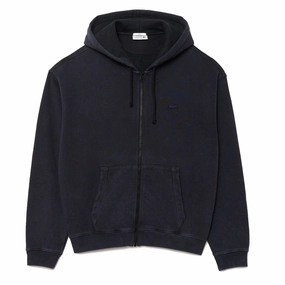 Lacoste Loose Fit Washed Effect Hoodie Black Best Seller Discount Today Only Discount