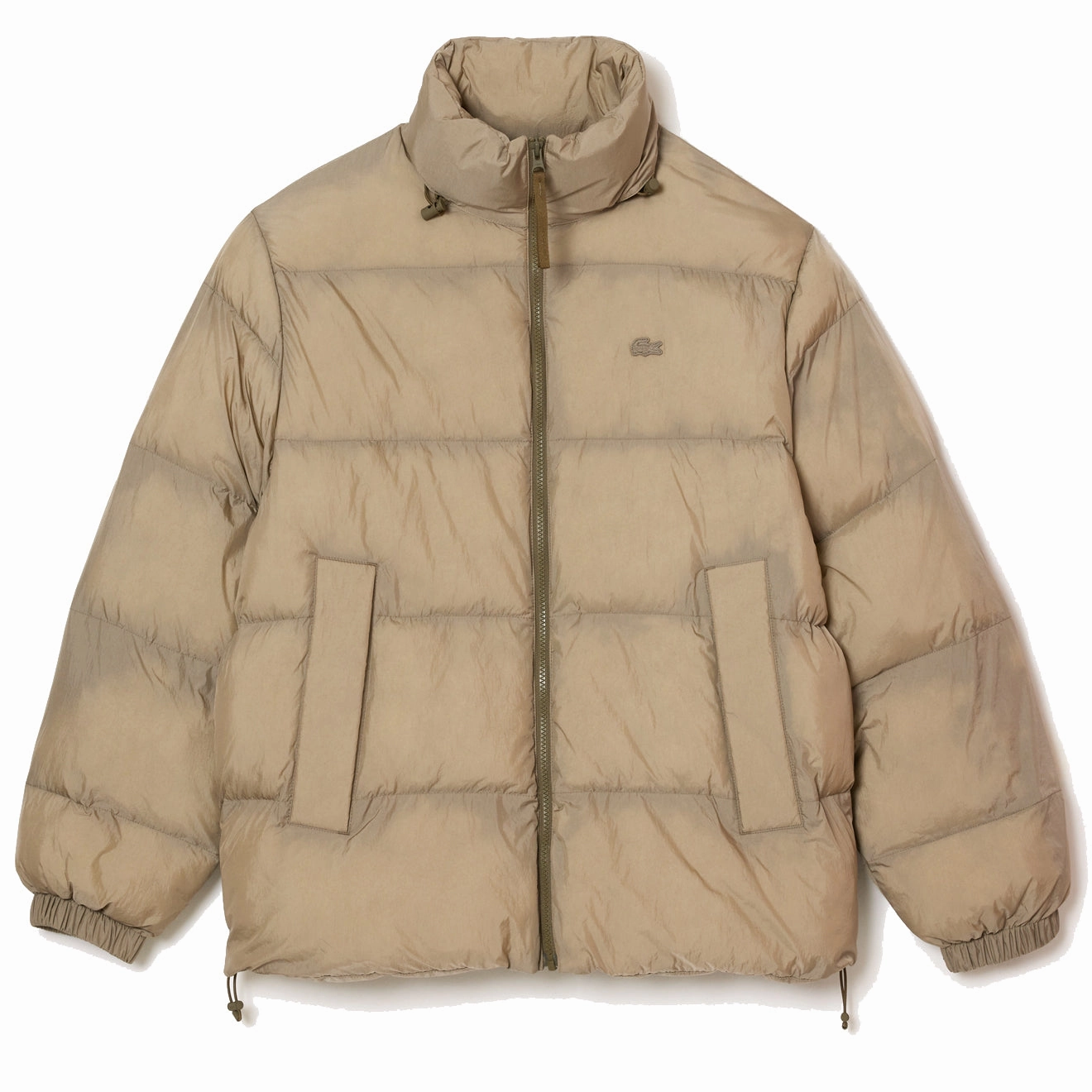 Lacoste Short Showerproof Puffer Jacket Khaki Green Trending Savings Now Shop Grab Offer