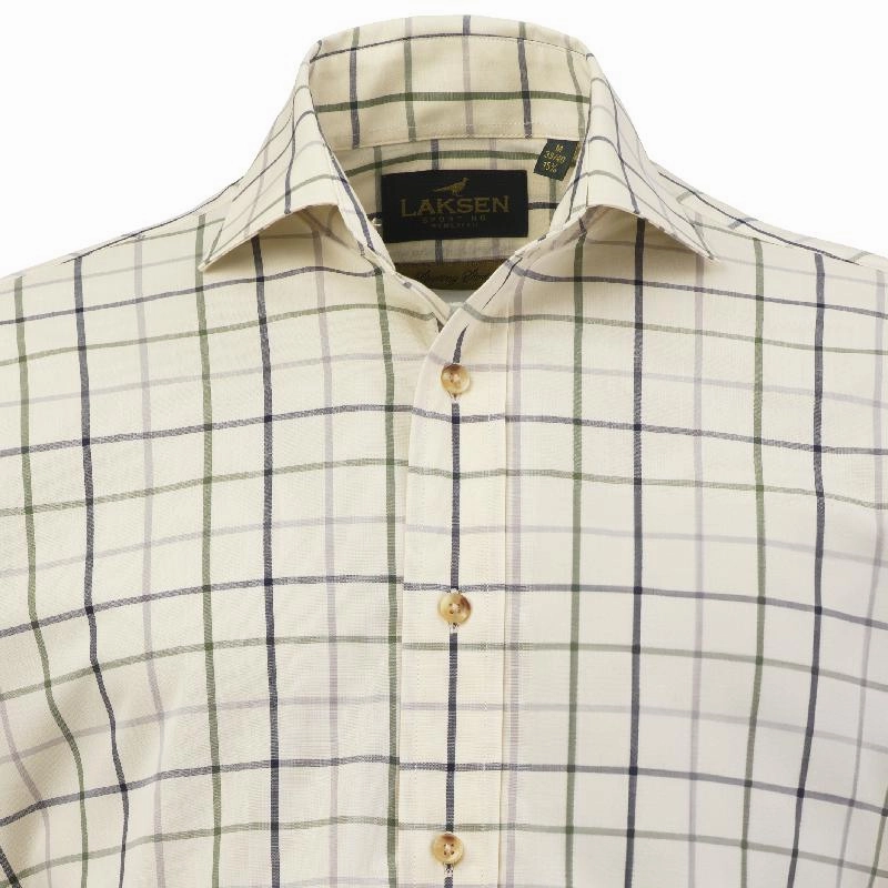 EndofWeek Deals Laksen Baxter Mens Sporting Fit Shirt - Grey/Supernavy/Woody