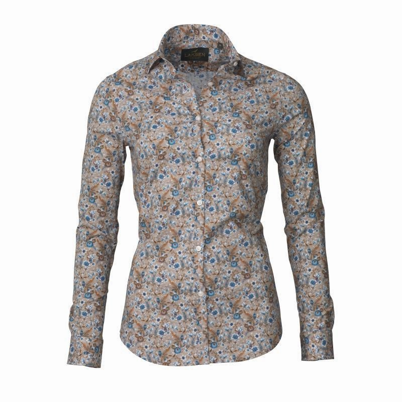 Laksen Birds & Blossom Ladies Cotton Shirt - Sand Limited Time Offer