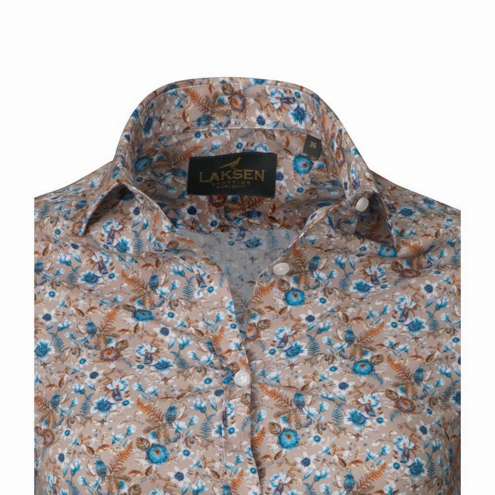 Flash Sale Now Surprise Offer Now Laksen Birds & Blossom Ladies Cotton Shirt - Sand