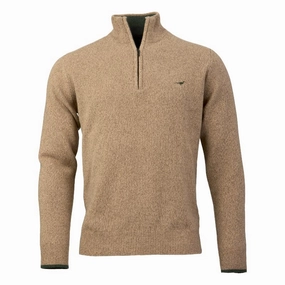 Laksen Brompton Mens Lambswool 1/4 Zip Jumper - Camel Best Seller Deal
