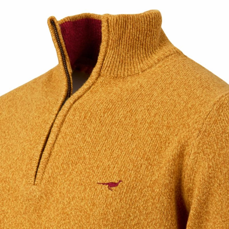Laksen Brompton Mens Lambswool 1/4 Zip Jumper - Gorse Big Clearance Event Price Drop Today