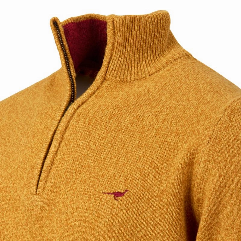 Best Seller Discount Limited Stock Hot Deal Laksen Brompton Mens Lambswool 1/4 Zip Jumper - Gorse