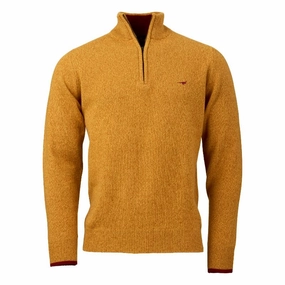 Deal Frenzy Today MustShop Sale Laksen Brompton Mens Lambswool 1/4 Zip Jumper - Gorse