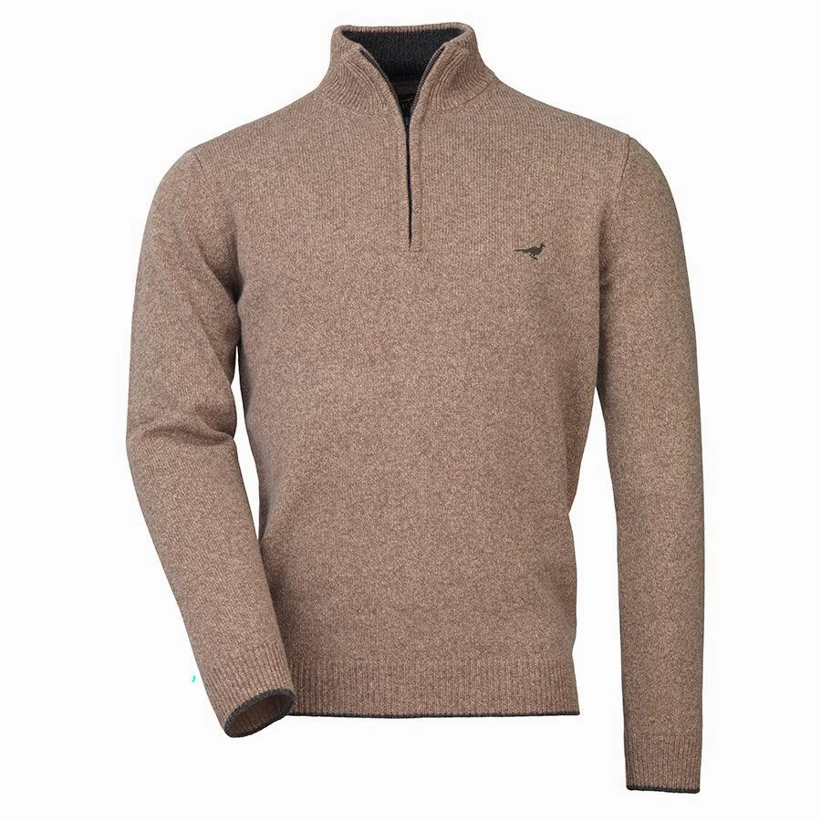 Special Steal Event Sale Ending Soon Laksen Brompton Zip Neck Lambswool Mens Jumper - Camel