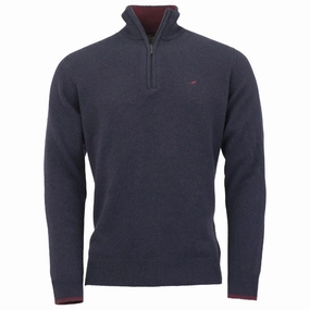 Today Only Discount Alert Laksen Brompton Zip Neck Lambswool Mens Jumper - Dark Storm
