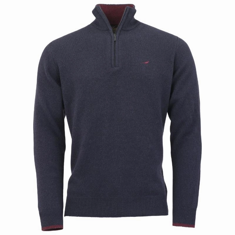 Dont Miss This Deal Clearance Steal Today Laksen Brompton Zip Neck Lambswool Mens Jumper - Dark Storm