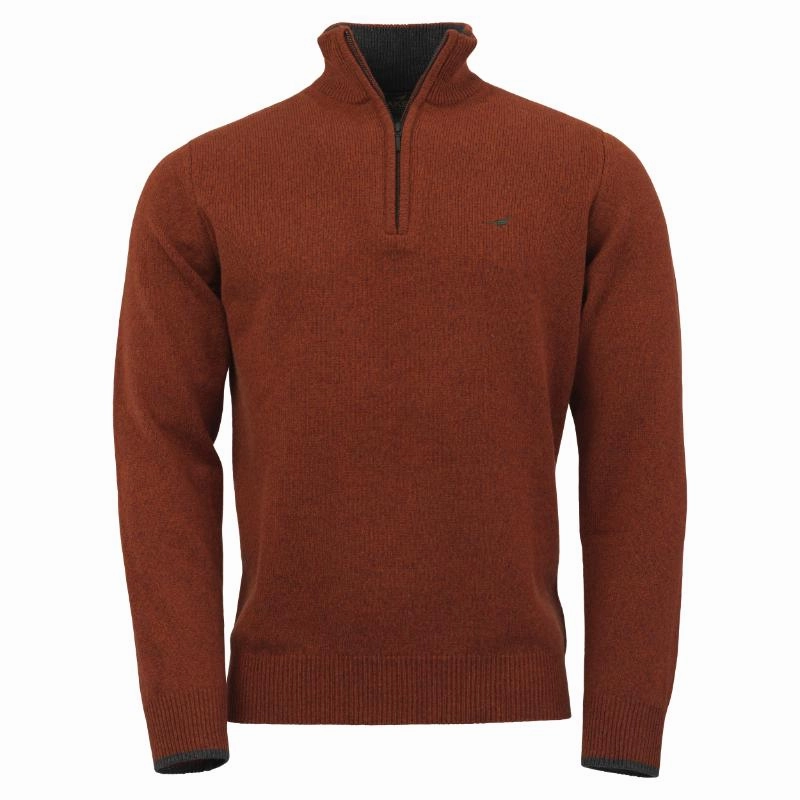 Laksen Brompton Zip Neck Lambswool Mens Jumper - Tile Limited Time Hot Deal Special Savings Today