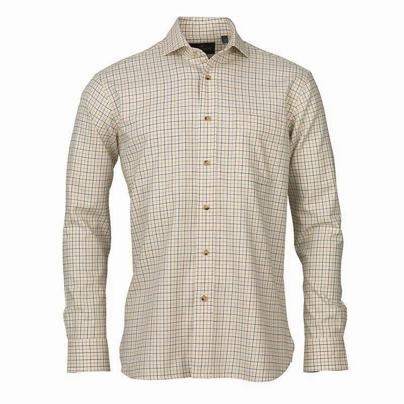 Laksen Drake Cotton/Wool Mens Shooting Shirt - Pine/Gorse Special Steal Event