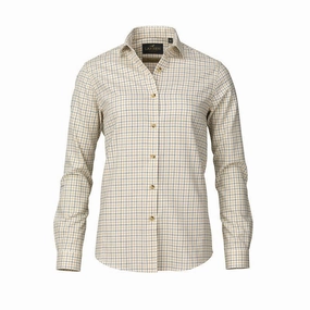 Trending Now Discount Laksen Franny Ladies Cotton & Wool Tattersall Shirt - Pine