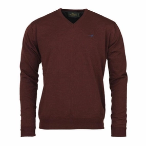 Shop Save Today Flash Discount Today Laksen Grantham Windstopper V-Neck Merino Mens Jumper - Burgundy