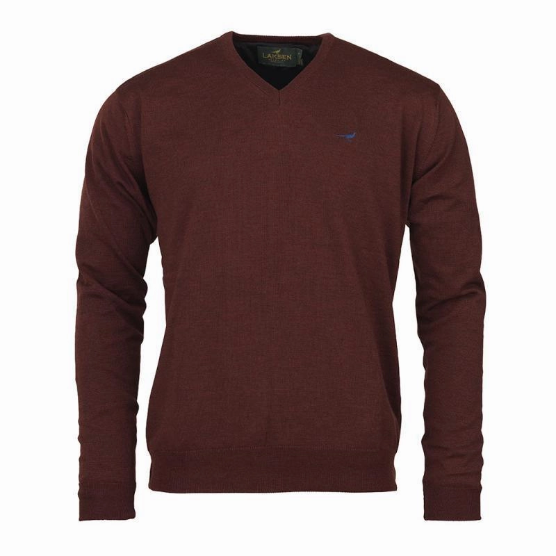 Shop Save Today Flash Discount Today Laksen Grantham Windstopper V-Neck Merino Mens Jumper - Burgundy