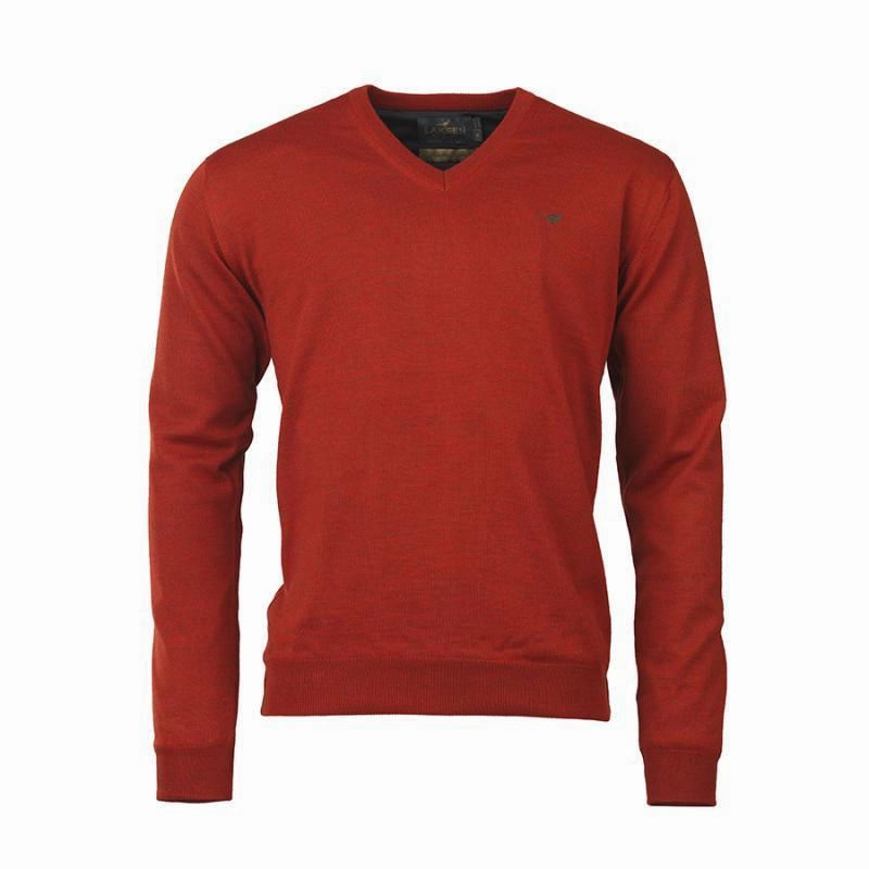 Laksen Grantham Windstopper V-Neck Merino Mens Jumper - Spice Hot Offer Frenzy Limited Time Discount
