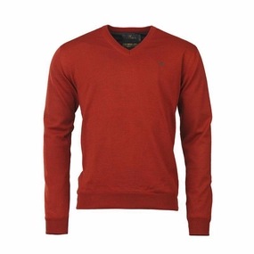 Daily Hot Deal Daily Special Offer Laksen Grantham Windstopper V-Neck Merino Mens Jumper - Spice