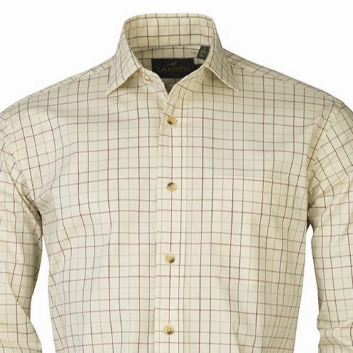Last Chance Offer Laksen Jeremy Mens Tattersall Shirt - Loden/Wine/Camel