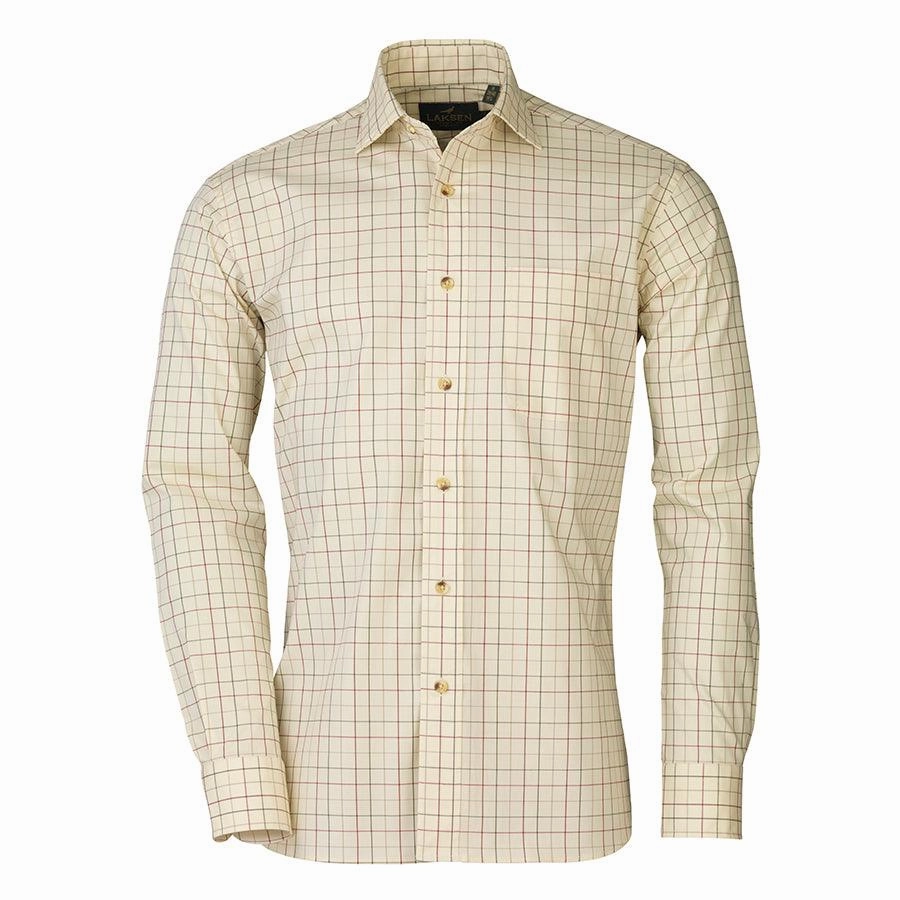 MustHave Clearance Clearance Sale Laksen Jeremy Mens Tattersall Shirt - Loden/Wine/Camel