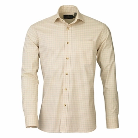 Best Deal Today Laksen Matthew Mens Tattersall Shirt - Camel/Loden/Mandarin