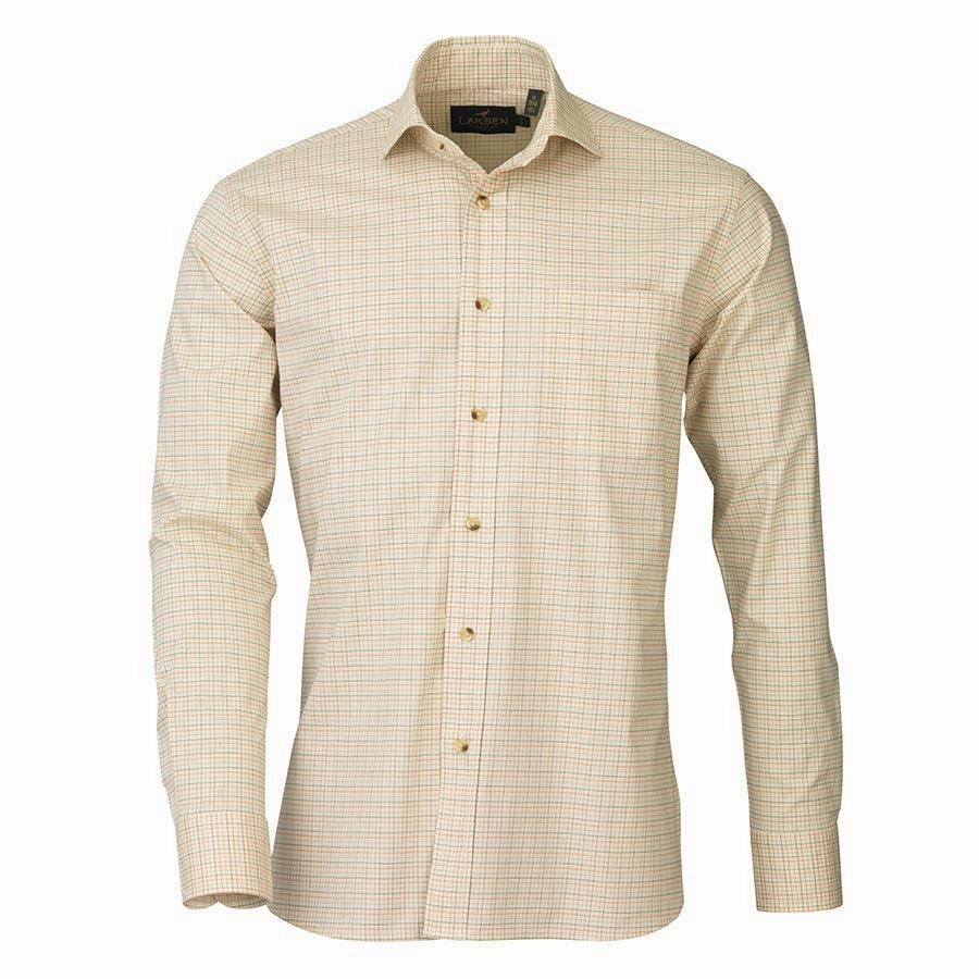 Best Deal Alert Hot Pick Sale Laksen Matthew Mens Tattersall Shirt - Camel/Loden/Mandarin