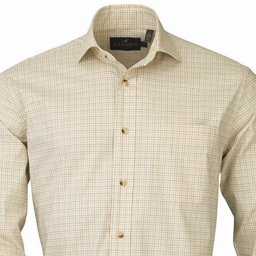 Clearance Savings Now Grab Your Savings Laksen Matthew Mens Tattersall Shirt - Camel/Loden/Mandarin