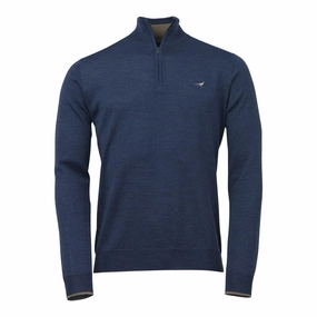 Clearance Savings Now Laksen Norfolk 1/4 Zip Merino Mens Jumper - Cornflower