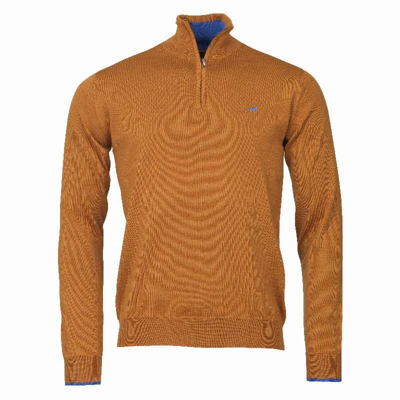 Save Big Today Laksen Norfolk 1/4 Zip Merino Mens Jumper - Reddish