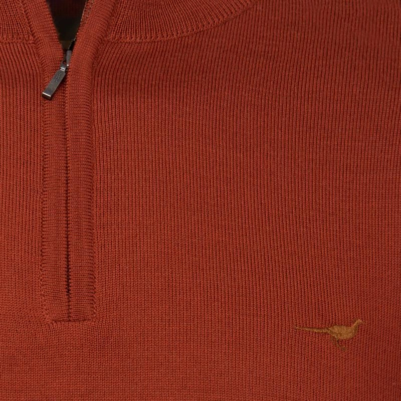 Laksen Norfolk Mens Merino 1/4 Zip Jumper - Burnt Orange Limited Stock Hot Deal