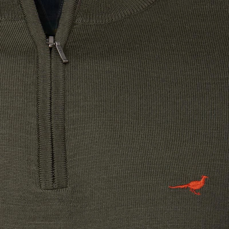 Laksen Norfolk Mens Merino 1/4 Zip Jumper - Olive Limited Stock Deals Perfect Gift Sale
