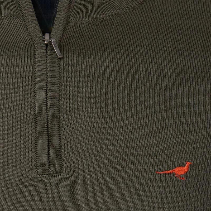 Laksen Norfolk Mens Merino 1/4 Zip Jumper - Olive Flash Sale Alert Now Dont Miss Out
