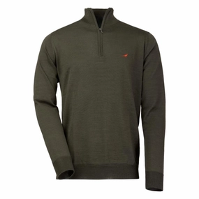 Laksen Norfolk Mens Merino 1/4 Zip Jumper - Olive Hot Pick of the Day Instant Deal Today