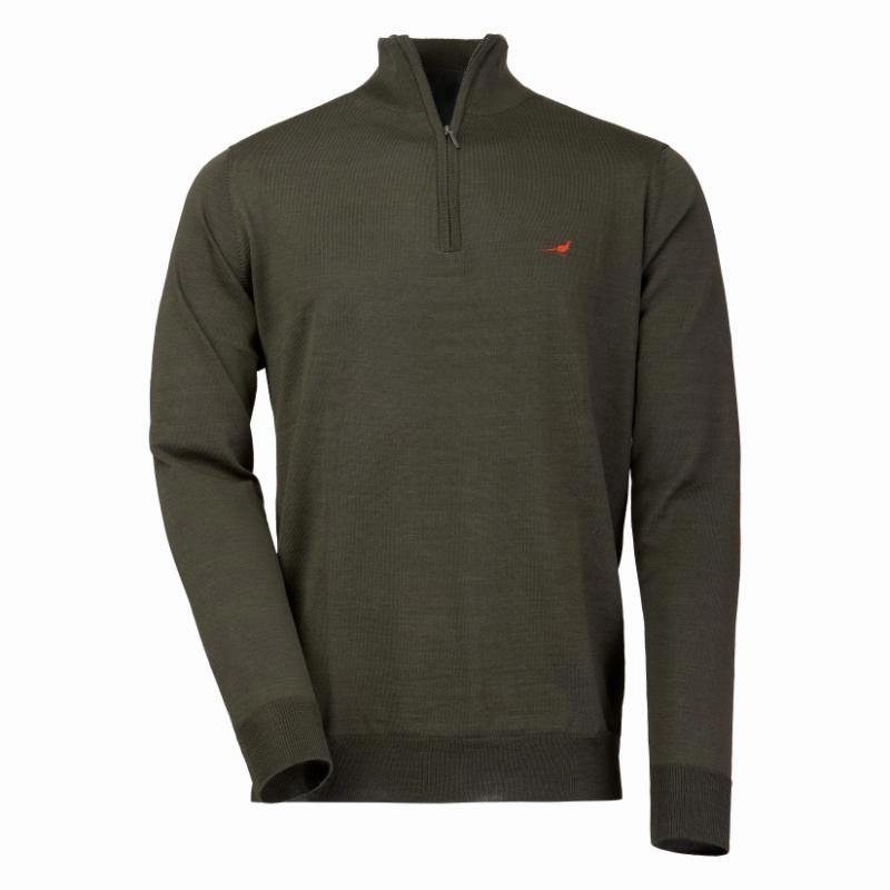 Trending Deals Today Laksen Norfolk Mens Merino 1/4 Zip Jumper - Olive