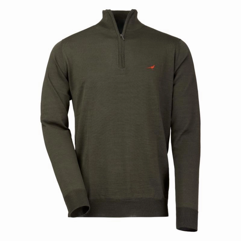 Laksen Norfolk Mens Merino 1/4 Zip Jumper - Olive Hot Pick of the Day Instant Deal Today