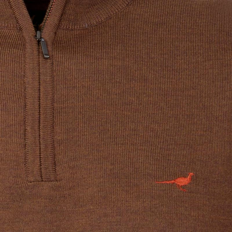 Laksen Norfolk Mens Merino 1/4 Zip Jumper - Rum Save Big Today Trending Hot Deal