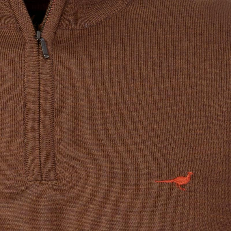 Laksen Norfolk Mens Merino 1/4 Zip Jumper - Rum Grab Your Hot Pick Online Exclusive Deal