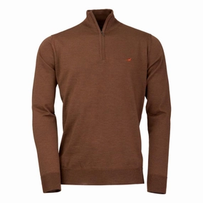 Limited Time Sale Today Only Discount Alert Laksen Norfolk Mens Merino 1/4 Zip Jumper - Rum