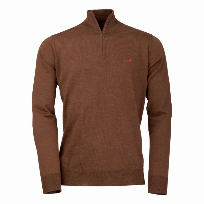 Limited Time Sale Today Only Discount Alert Laksen Norfolk Mens Merino 1/4 Zip Jumper - Rum