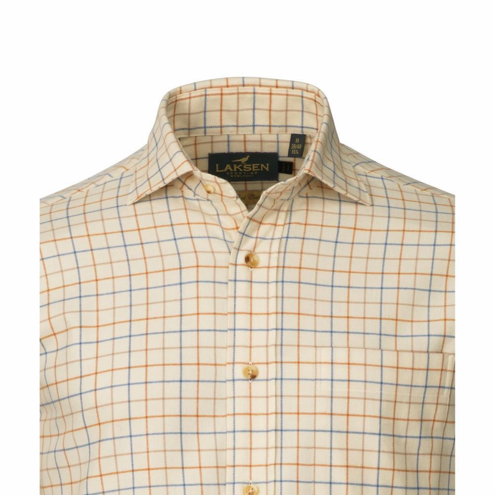 Laksen Reggie Mens Cotton Shirt - Denim/Sand/Reddish Special Offer Inside Flash Sale Alert Now