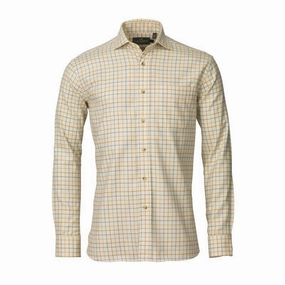 Laksen Reggie Mens Cotton Shirt - Denim/Sand/Reddish Special Offer Inside