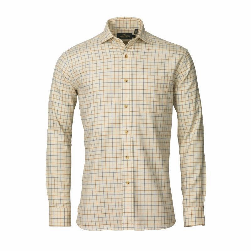 Grab Your Savings Laksen Reggie Mens Cotton Shirt - Denim/Sand/Reddish