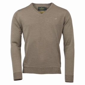 Best Seller Discount Instant Deal Today Laksen Sussex V-Neck Mens Merino Jumper - Light Sand
